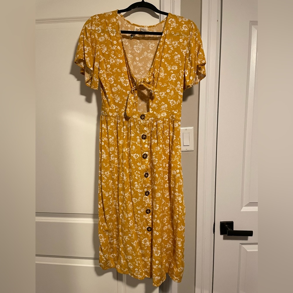 Yellow and White Floral Dress